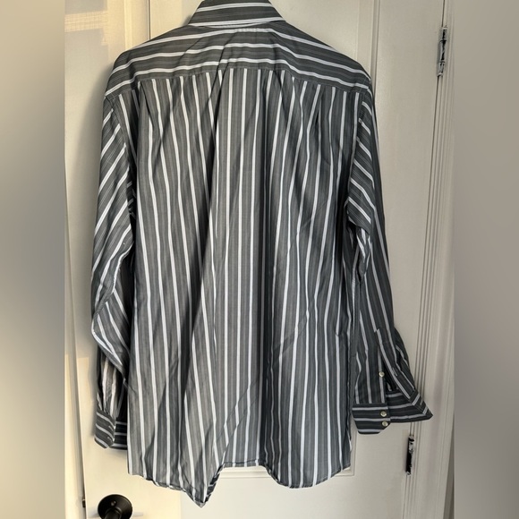 LACOSTE grey lined collared long sleeve button up dress shirt (EU 40) - Picture 2 of 6